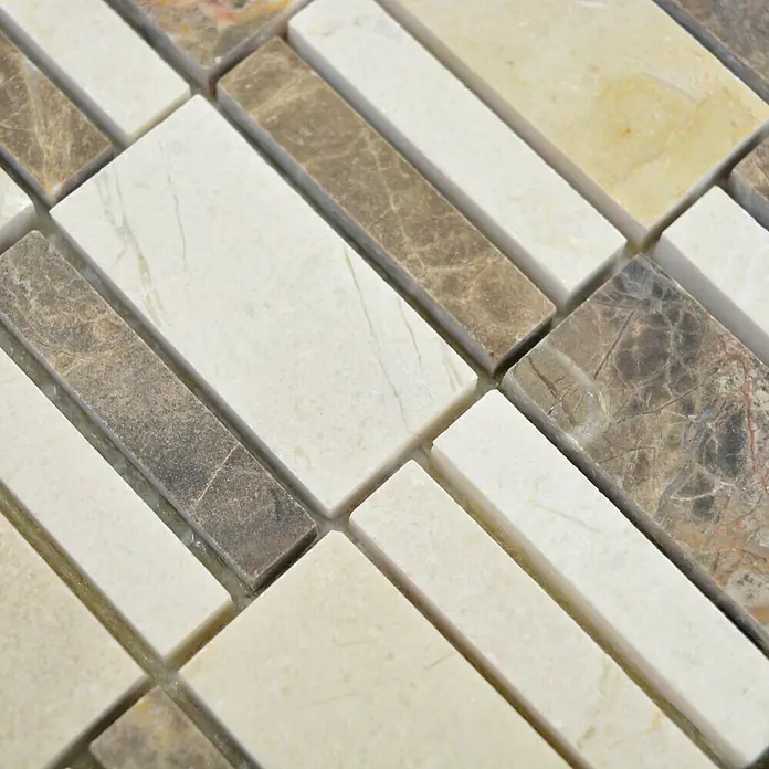 Mosaikfliese Rechteck XNM BC439 - 30 x 30 cm, Beige/Braun, Glänzend