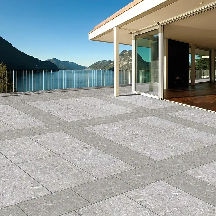 Terrassenplatte Ceppo - 60 x 40 x 4 cm, Grau, Beton - Vorderansicht