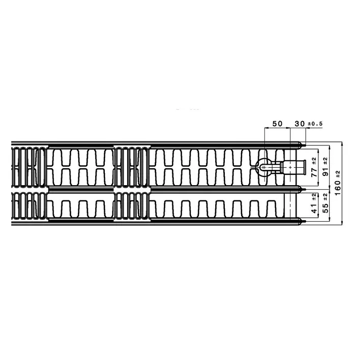 Universal-Planheizkörper - B x H: 160 x 30 cm, 6-fach, Typ: 3K-33, 2.197 W
