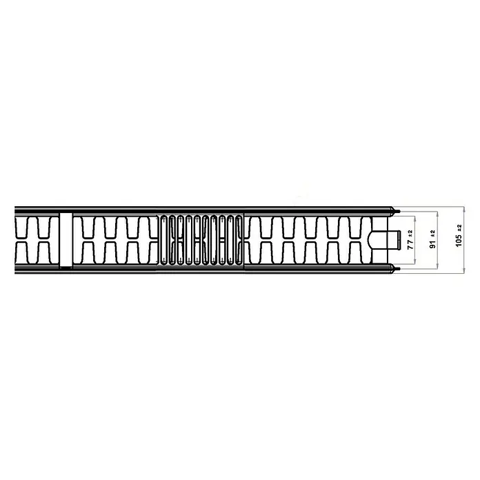 Universal-Planheizkörper - B x H: 100 x 40 cm, 6-fach, Typ: DK-22, 1.225 W