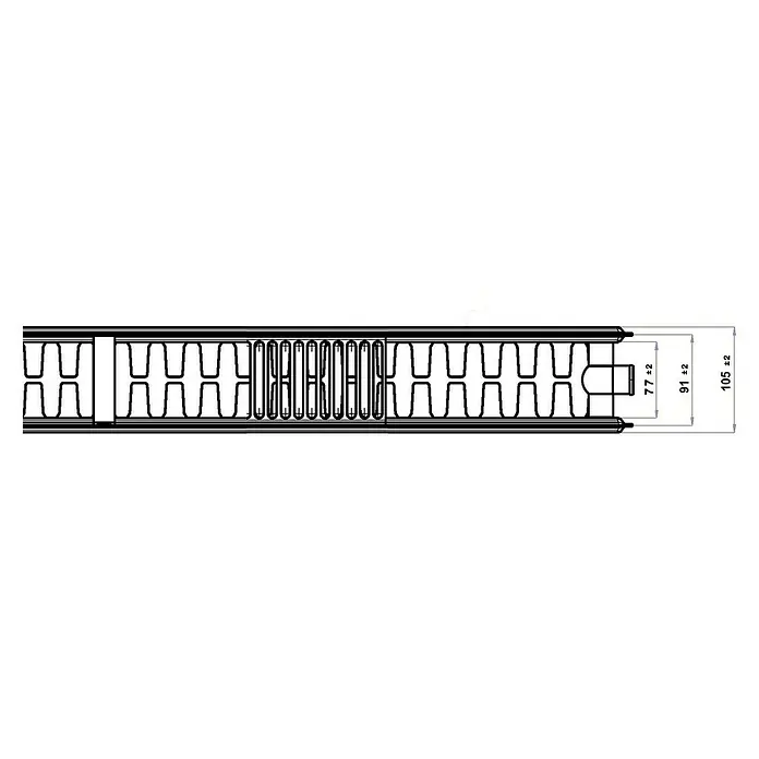 Universal-Planheizkörper - B x H: 80 x 50 cm, 6-fach, Typ: DK-22, 1.179 W