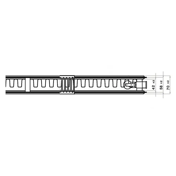 Universal-Flachheizkörper - B x H: 40 x 90 cm, 6-fach, Typ: EKE-21, 703 W