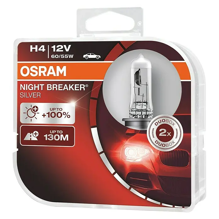 Osram Halogena žarulja za automobil Night Breaker Silver - ECE kategorija: H4, 2 Kom. - Pogled sprijeda
