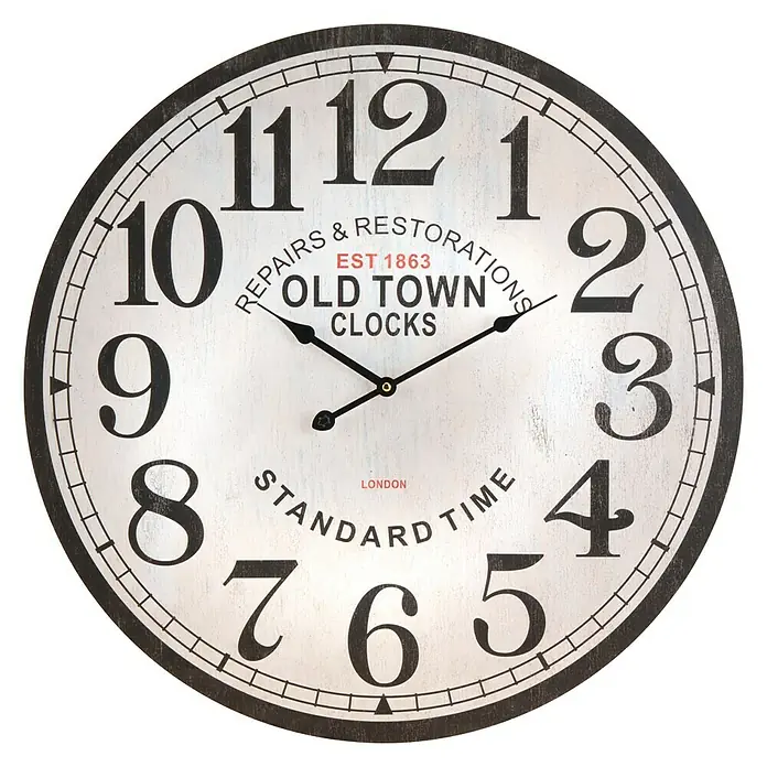Reloj de pared redondo chapa - Multicolor, Diámetro: 60 cm
