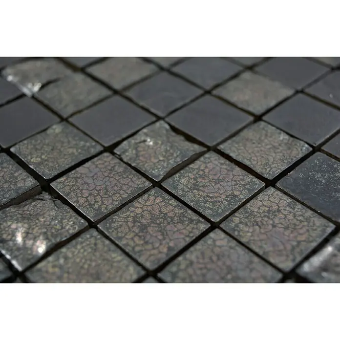 Mosaikfliese Quadrat Sabi Black - 31,6 x 31,6 cm, Schwarz, Matt - Detailaufnahme