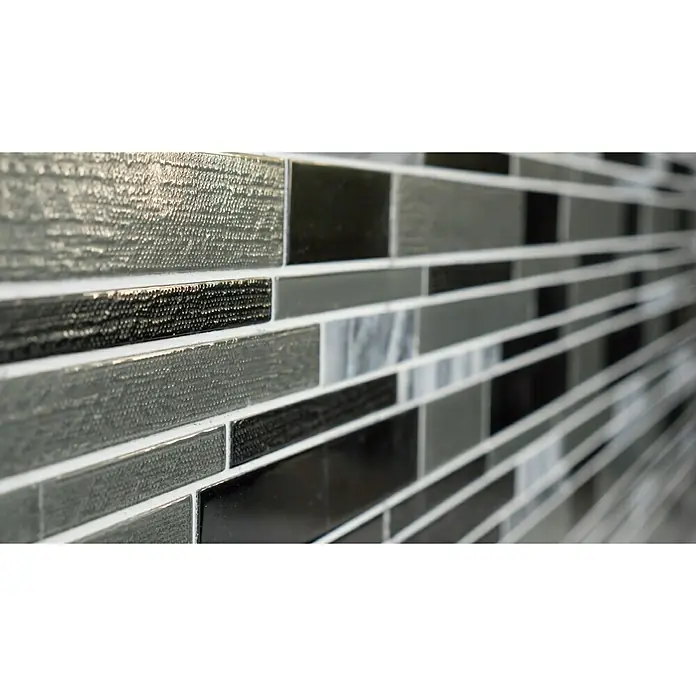 Mozaïektegel verband glas Mix CM GV44 - 28,6 x 30 cm, Grijs/Zwart, Glanzend - Close-up