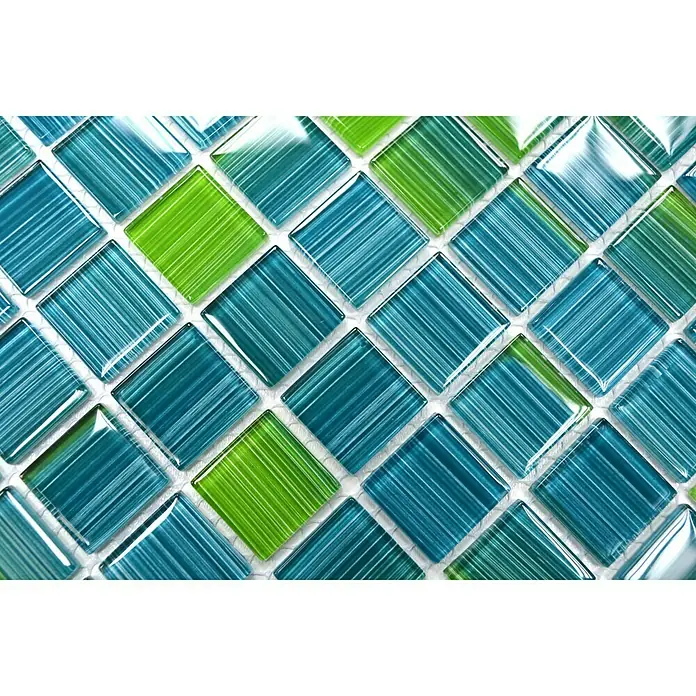 Mosaikfliese Quadrat Crystal CM 4250 - 32,7 x 30,2 cm, Grün, Glänzend - Detailaufnahme