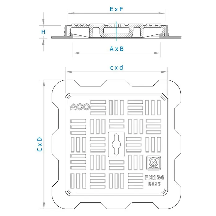 ACO Tapa de registro Guss Basic B125 - 300 x 300 mm