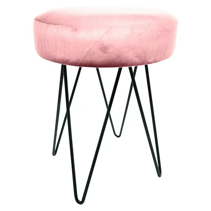 Hocker Samtbezug - Ø x H: 30 x 41 cm, Rosa, Samt