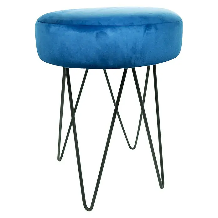 Hocker Samtbezug - Ø x H: 30 x 41 cm, Blau