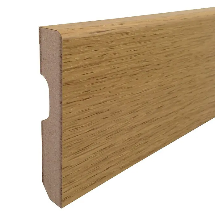 Rufete Zócalo de melamina Roble natural - Roble, 2,24 m x 14 mm x 80 mm, Redondeado