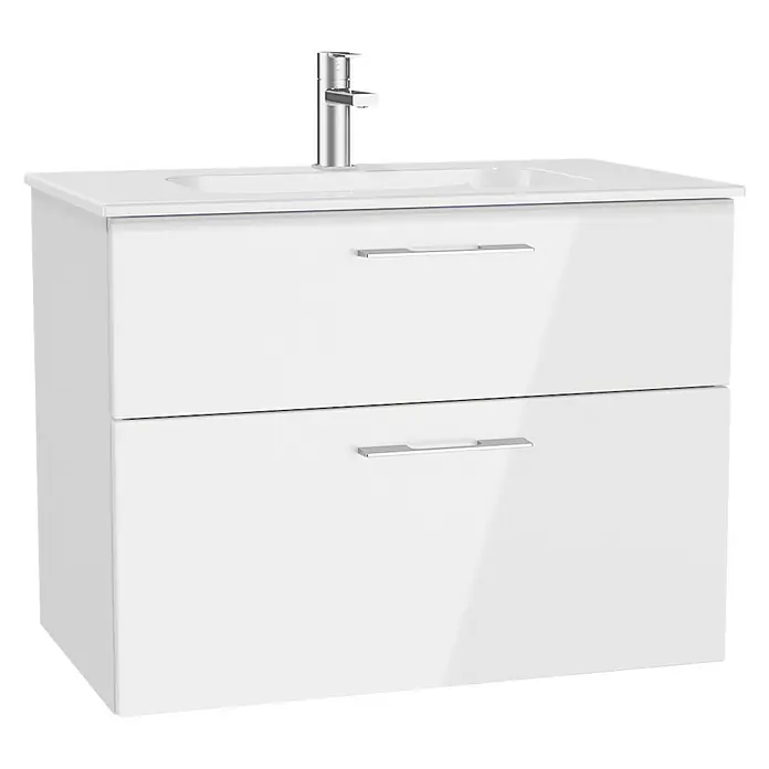 Camargue Aurinia Waschtischunterschrank - 80 x 48 x 60 cm, Weiß, Hochglanz - Vorderansicht