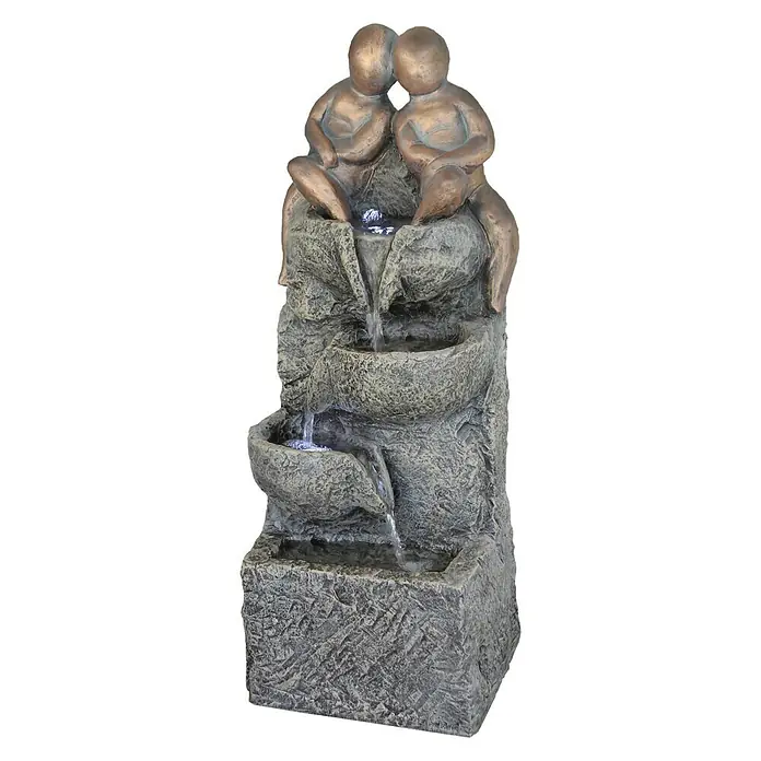 Silex Kunststeinbrunnen Zwilling - 31,5 x 26 x 78 cm - Vorderansicht