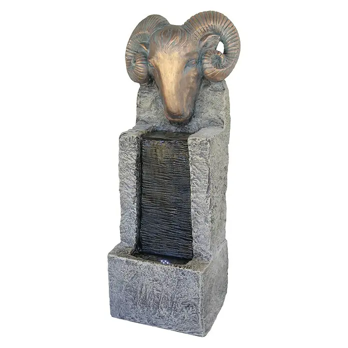 Silex Kunststeinbrunnen Widder - 34,5 x 30,5 x 83 cm - Vorderansicht