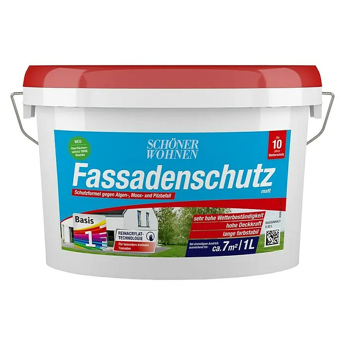 SCHÖNER WOHNEN-Farbe Fassadenfarbe Fassadenschutz Basis 1 - Basismischfarbe, 1 l, Matt - Vorderansicht