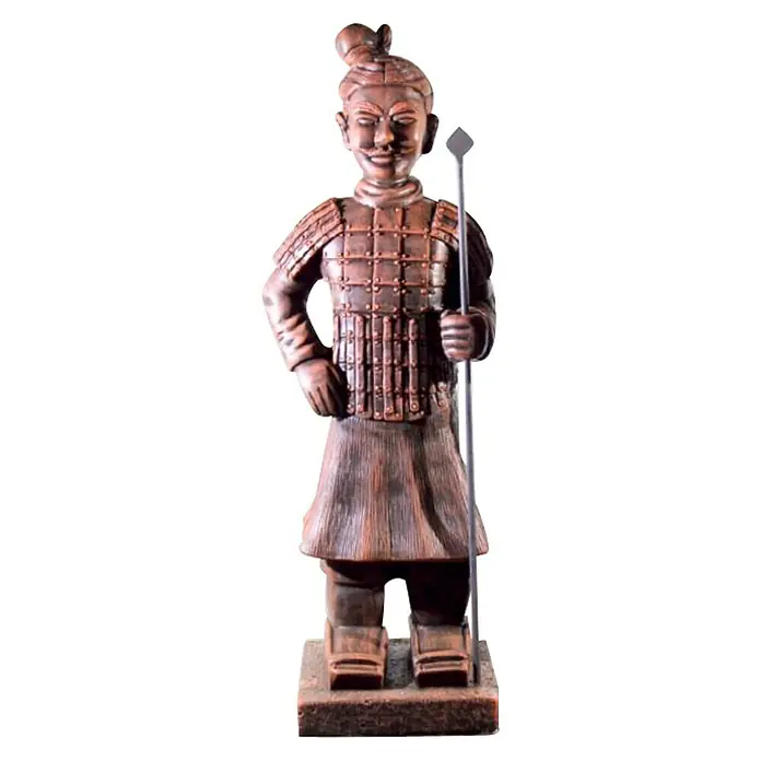 Figura decorativa Guerrero chino con lanza - Piedra artificial