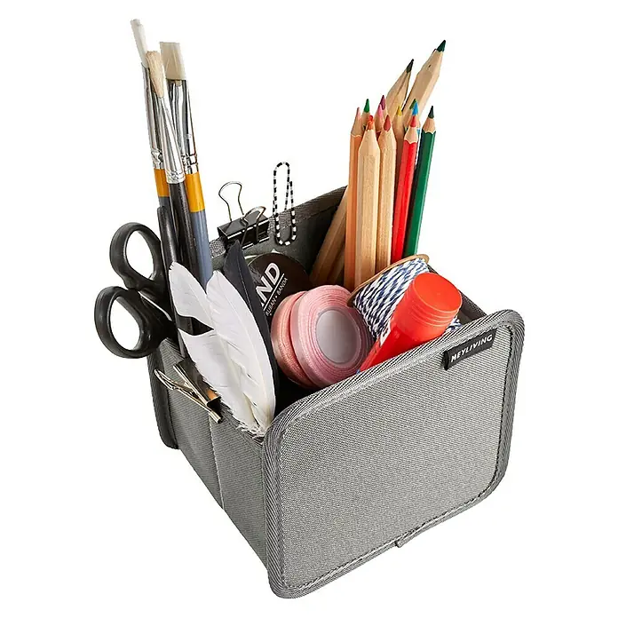 Meyliving Faltbox XS - L x B x H: 16,5 x 12,5 x 16,5 cm, Grau - Vorderansicht