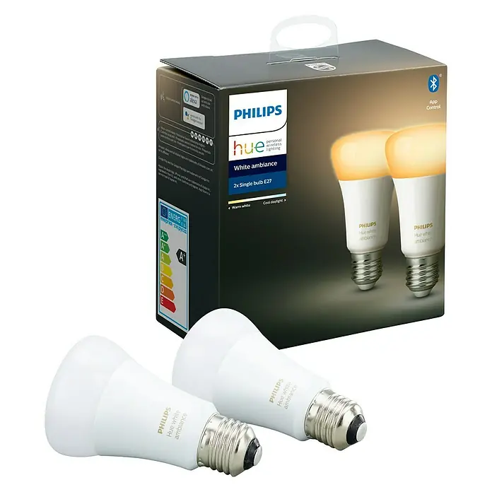 Philips Hue Set LED žarulja White Ambiance - E27, 8,5 W, Podesiva temperatura boje, Može se prigušiti, 2 kom