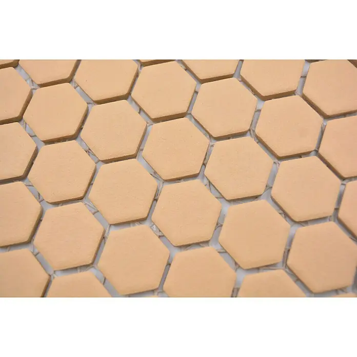 Mosaikfliese Hexagon Uni HX AT27 - 26 x 30 cm, Orange, Matt - Detailaufnahme