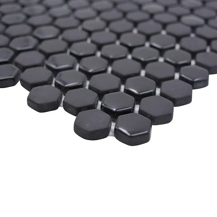Mosaikfliese Hexagon CUBA HX8GM - 29 x 29,5 cm, Schwarz, Matt - Detailaufnahme