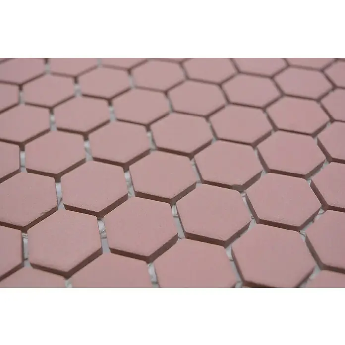 Mosaikfliese Hexagon Uni HX AT24 - 26 x 30 cm, Rot, Matt - Detailaufnahme