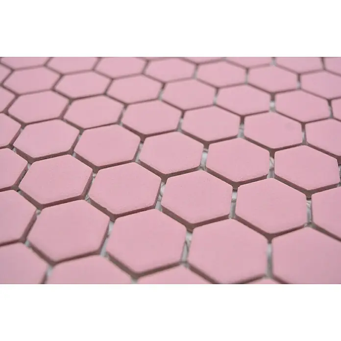 Mosaikfliese Hexagon Uni HX AT22 - 26 x 30 cm, Rosa, Matt - Detailaufnahme