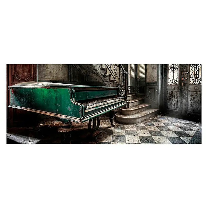 Glasbild Piano - Klavier, B x H: 125 x 50 cm - Vorderansicht