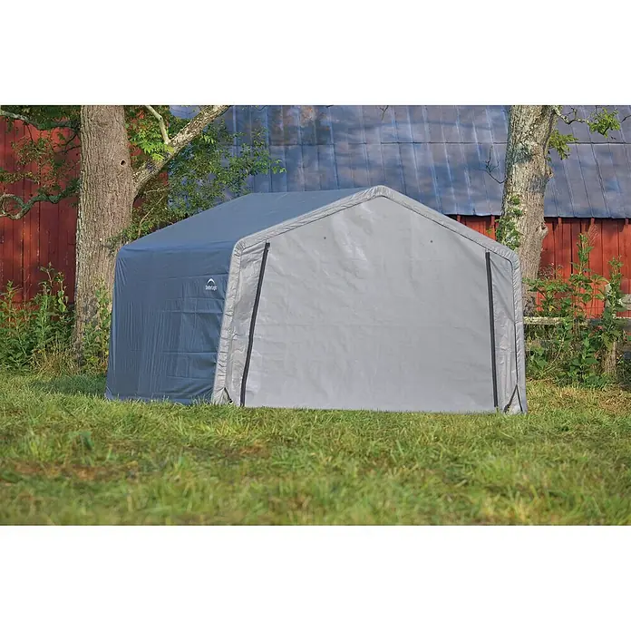 ShelterLogic Folien-Gerätehaus - Außenbreite inkl. Dachüberstand: 370 cm, Außentiefe inkl. Dachüberstand: 370 cm - Stimmungsaufnahme