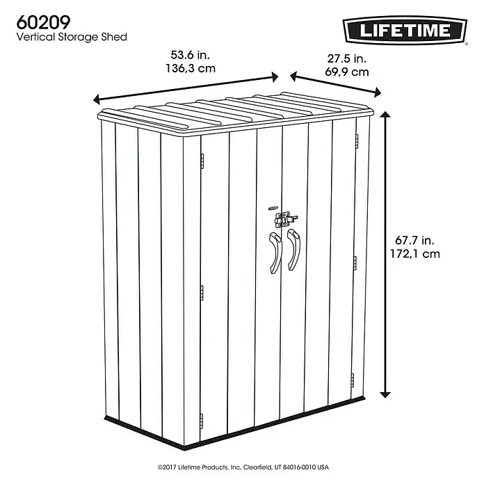 Lifetime Geräteschrank - Außenbreite inkl. Dachüberstand: 136 cm, Außentiefe inkl. Dachüberstand: 70 cm, Kunststoff, Dunkelgrau