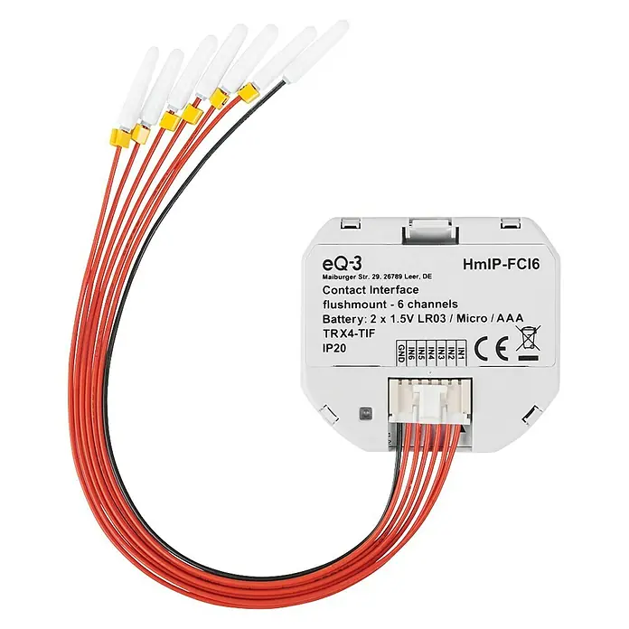 Homematic IP Funkschalter Contact Interface HmIP-FCI6 - Batteriebetrieben, 4,85 x 1,5 x 5,3 cm - Vorderansicht