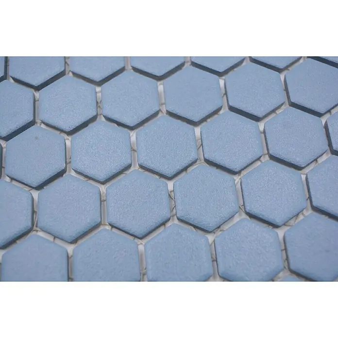 Mosaikfliese Hexagon Uni HX AT23 - 26 x 30 cm, Blau, Matt - Detailaufnahme