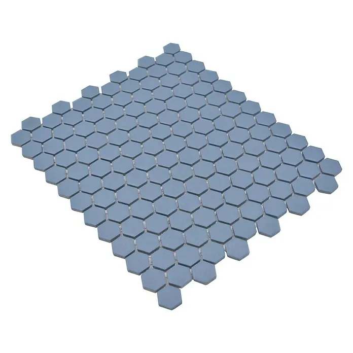 Mosaikfliese Hexagon Uni HX AT23 - 26 x 30 cm, Blau, Matt - Rechte Seitenansicht