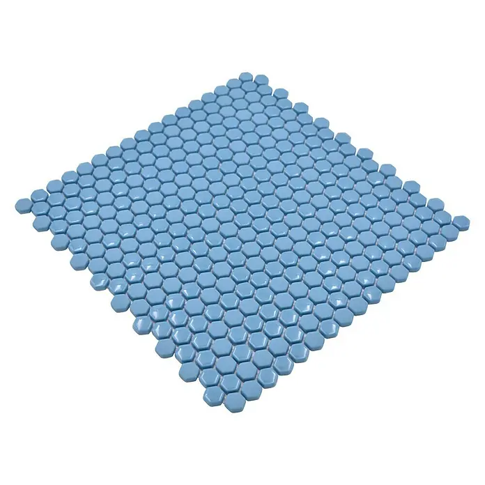Mosaikfliese Hexagon CUBA HX2GM - 29 x 29,5 cm, Blau, Matt - Rechte Seitenansicht