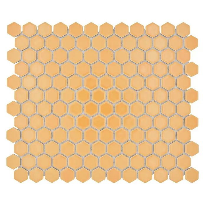 Mosaikfliese Hexagon Uni HX 270 - 26 x 30 cm, Orange, Glänzend - Vorderansicht
