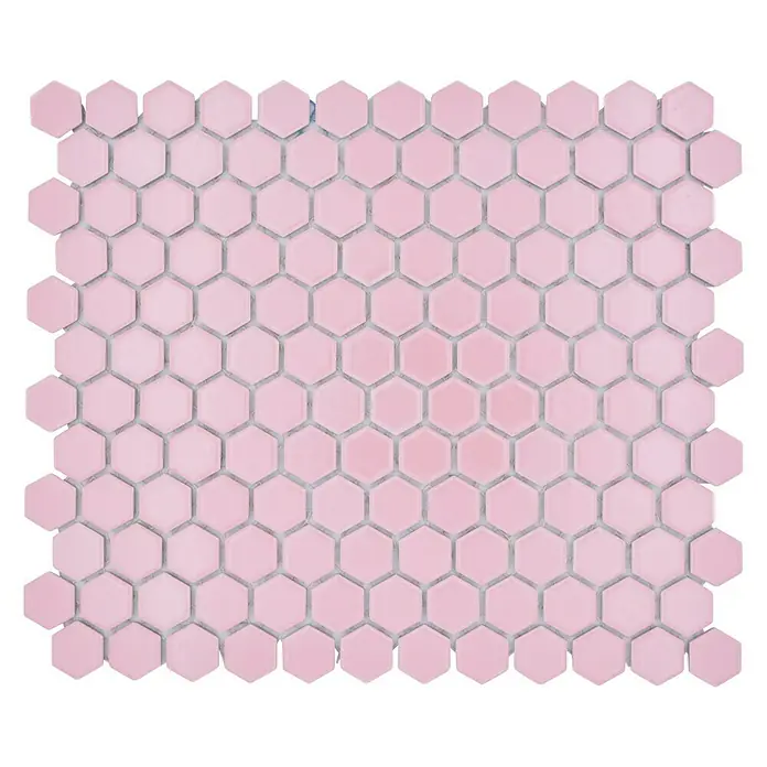 Mosaikfliese Hexagon Uni HX 220 - 26 x 30 cm, Rosa, Glänzend - Vorderansicht