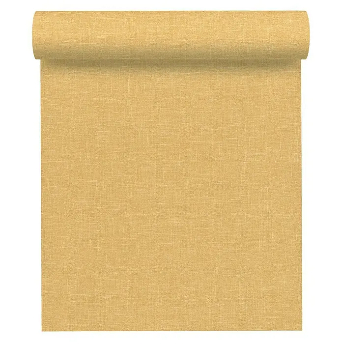 AS Creation Linen Style Vliestapete Meliert - Senf, Uni, 10,05 x 0,53 m - Vorderansicht