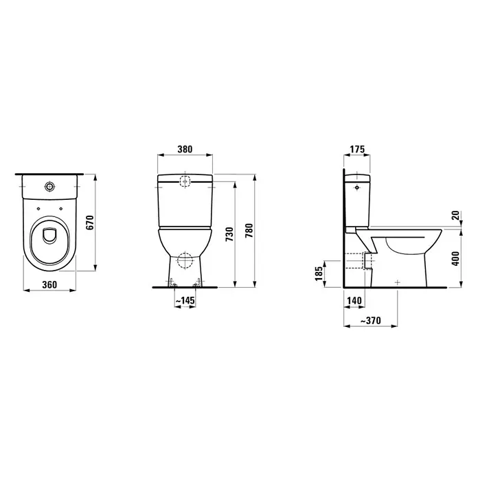 Laufen Pro Stand-WC - Mit Spülrand, Spülform: Tief, WC Abgang: Waagerecht, Weiß