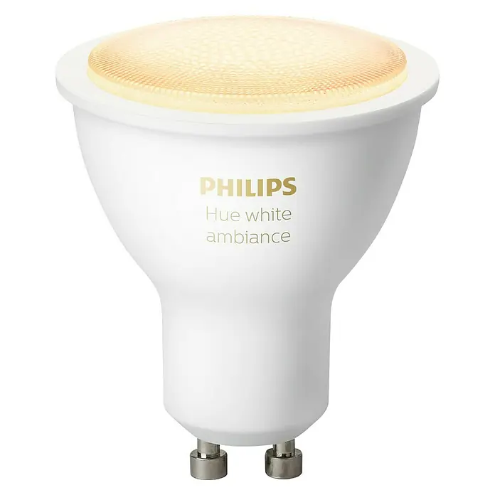 Philips Hue LED-Leuchtmittel White Ambiance - GU10, 5 W, Einstellbare Farbtemperatur, Dimmbar, 1 Stk. - Vorderansicht