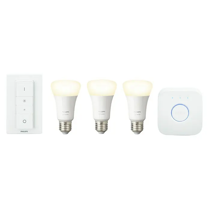 Philips Hue Ledverlichtingset Starter-Kit - E27, 9 W, Lichtkleur: Warm wit, Dimbaar - Vooraanzicht
