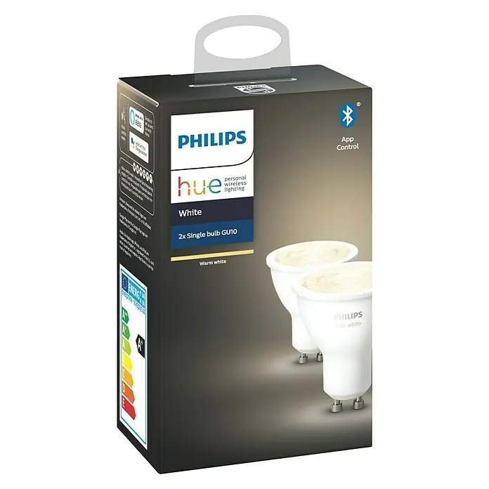 Philips Hue LED-Leuchtmittel-Set White - GU10, 5,2 W, Warmweiß, Dimmbar, 2 Stk. - Vorderansicht