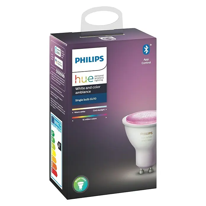 Philips Hue LED-Leuchtmittel White & Color Ambiance - GU10, 5,7 W, RGBW, Dimmbar, 1 Stk. - Vorderansicht