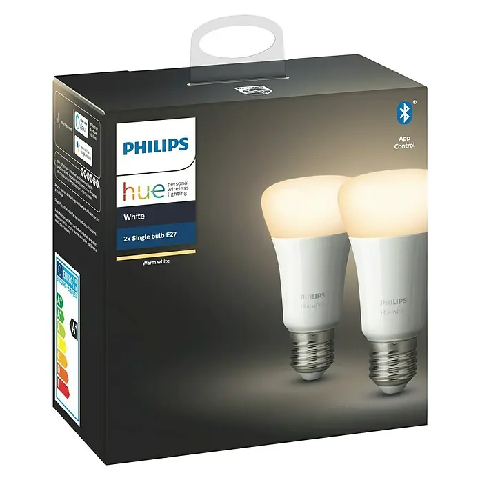 Philips Hue Ledverlichtingset White - E27, 9 W, Warm wit, Dimbaar, 2 stk. - Vooraanzicht