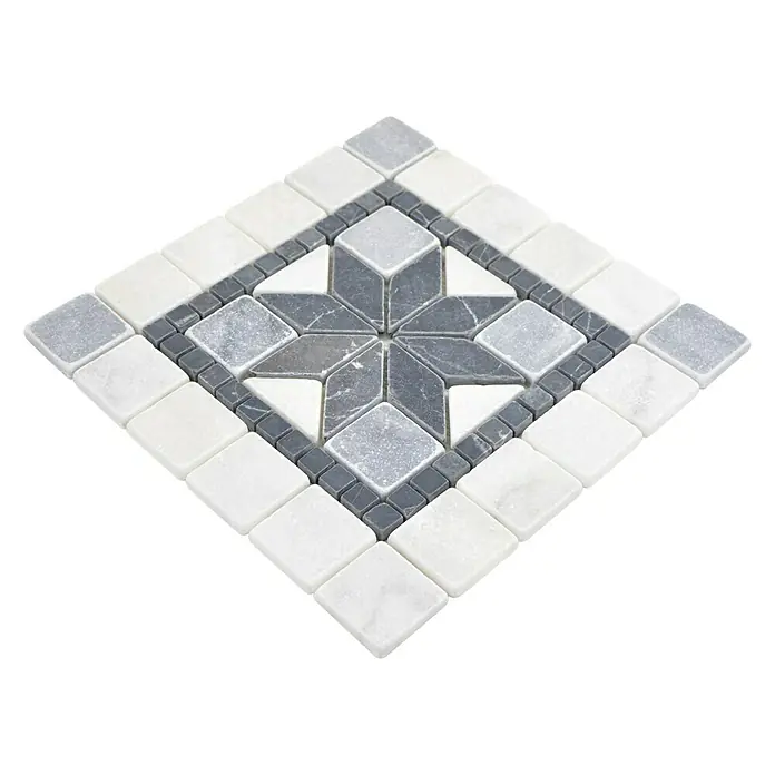 Antikmarmor Dekorfliese Doradonero XND 43058 - 30,5 x 30,5 cm, Weiß/Schwarz/Grau, Matt