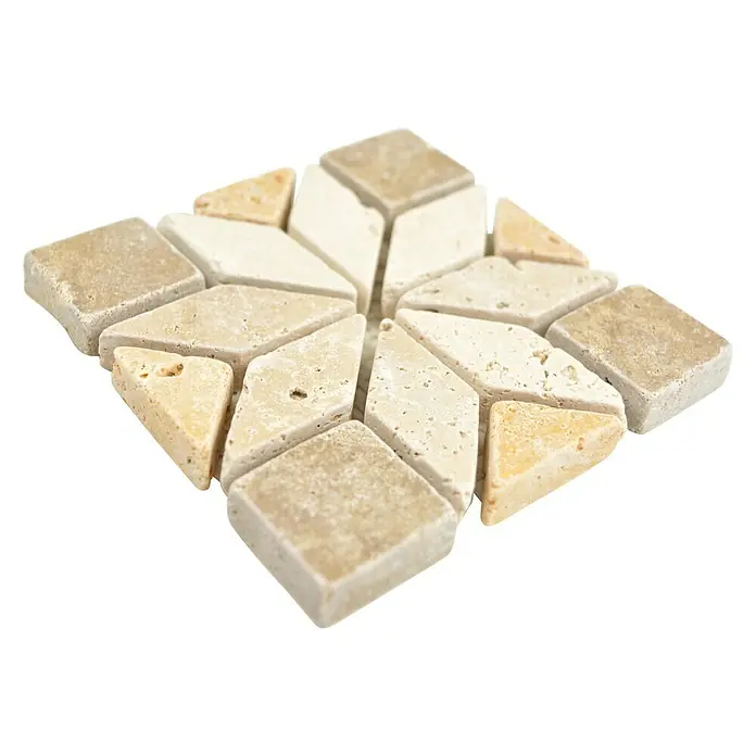 Antikmarmor Dekorfliese Star D7 XND 13037 - 10 x 10 cm, Beige/Braun, Matt