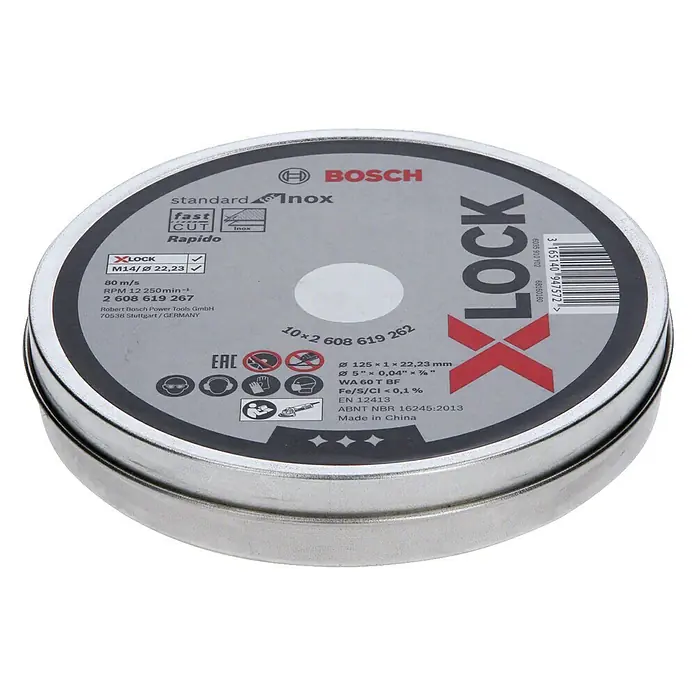 Bosch Professional X-Lock Trennscheibe X-Lock Standard for Inox WA 60 T BF - Durchmesser Scheibe: 125 mm, Stärke Scheibe: 1 mm, Geeignet für: Metall - Ansicht von oben