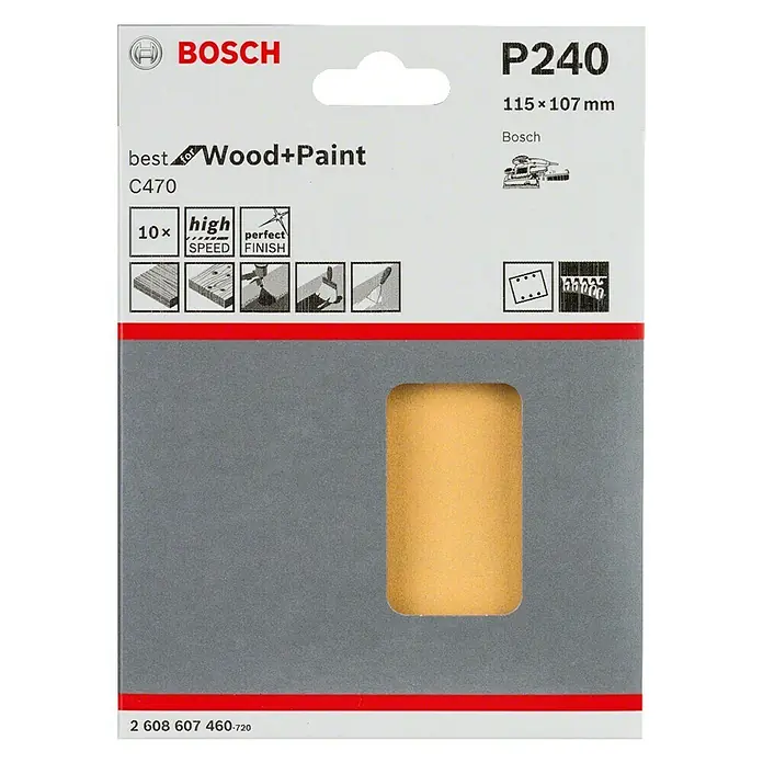 Bosch Professional Schleifblatt-Set C470 Best for Wood and Paint - 10 Stk., Körnung: 240 - Vorderansicht