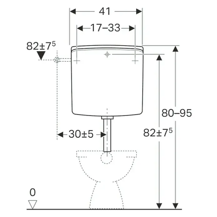 Geberit Spülkasten - Spülmenge: 9 und 4 l (Werkeinstellung), Weiß, L x B x H: 41 x 13,8 x 40,5 mm