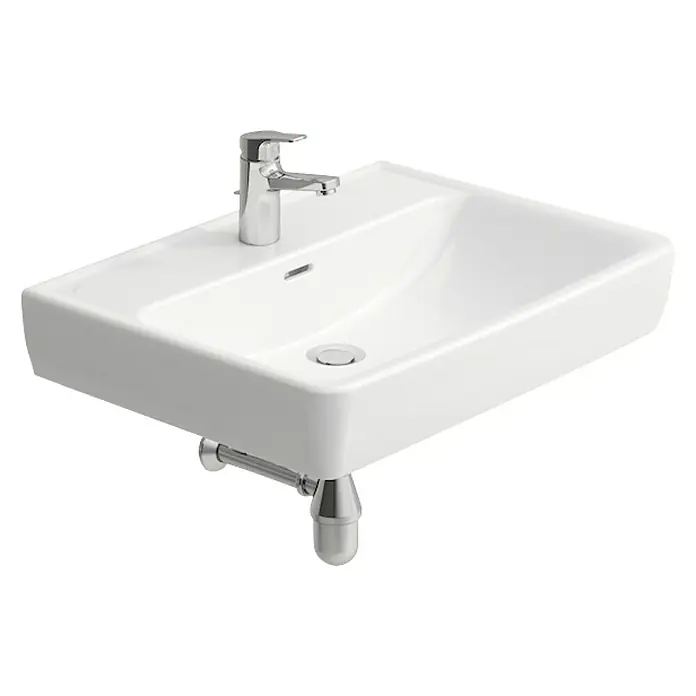Laufen Pro Waschbecken - B x L: 480 x 650 mm, Hahnloch: Mitte, Mit Überlauf, Weiß