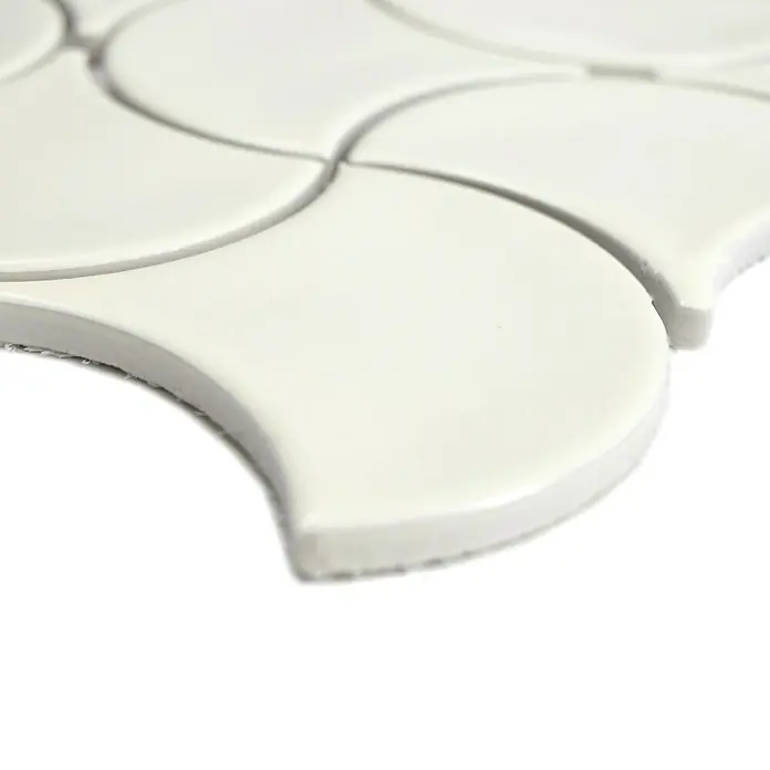 Mosaikfliese Fächer Uni FS 19I - 27,6 x 27,6 cm, Elfenbein, Glänzend