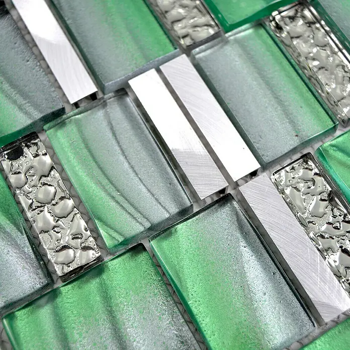 Mosaikfliese Crystal Mix XCM SUN07 - 29,7 x 29,5 cm, Grün, Glänzend
